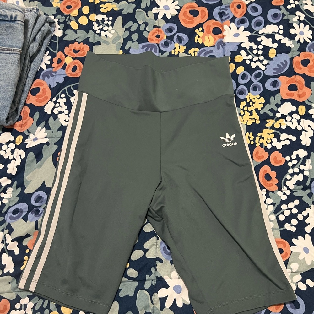 adidas White and Blue Athletic Shorts with Iconic Stripes